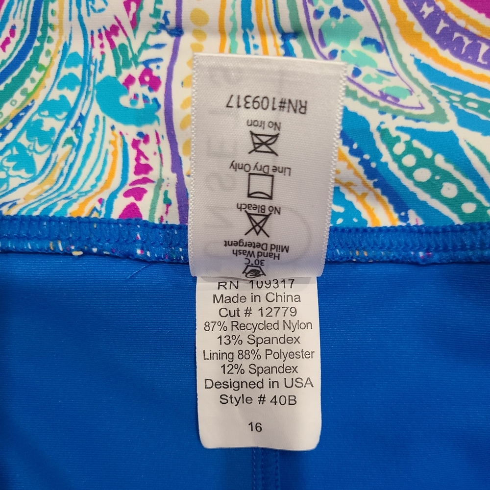 SUNSETS Turquoise Purple & Yellow Paisley Print Skirted Swimsuit Bottom Sz 16 - Picture 10 of 12